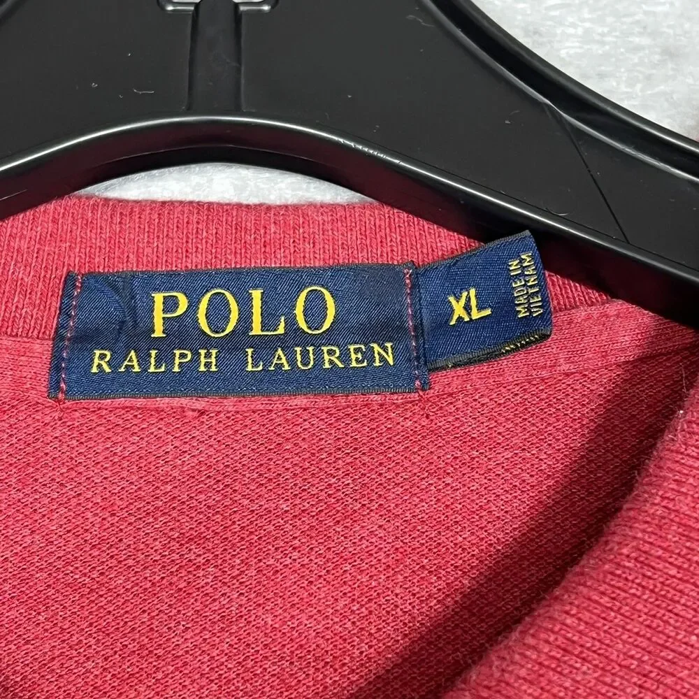 Polo Ralph Lauren Pique Polo Shirt Men’s XL Red Classic Fit Long Sleeve